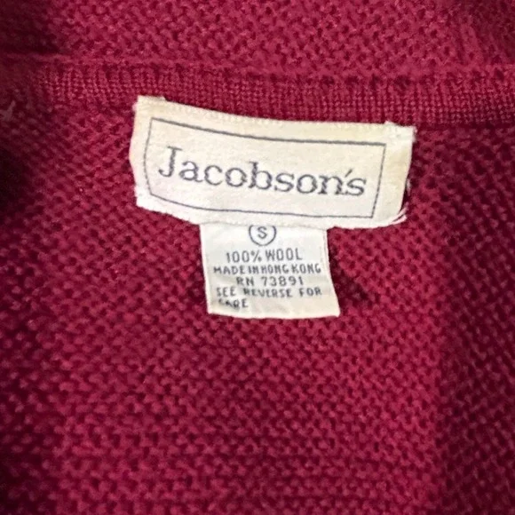 Jacobson's Wool Cardigan Jacket Womens Small Red Scalloped Gold Buttons Vintage - Picture 7 of 7